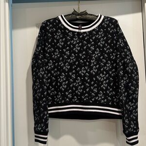 Betsey Johnson Black Floral Sweater with White Accents